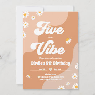 Boho Blommigt Daisy 5:e födelsedagen fem är en vib Inbjudningar