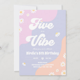 Boho Blommigt Daisy 5:e födelsedagen fem är en vib Inbjudningar