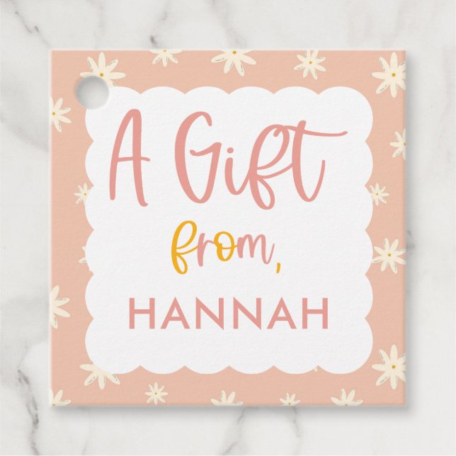 Boho Blommigt Daisy Birthday Gift Gåvor Etiketter (Framsida)