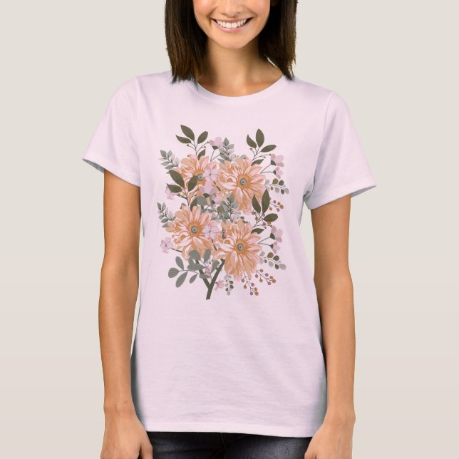 Boho Blommigt Daisy - naturinspirerad T-Shirt (Framsida)