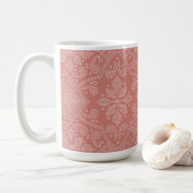 Boho Blommigt Damask Line Art, Terracotta Clay