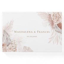 Boho blommigt design bröllop gäst bok