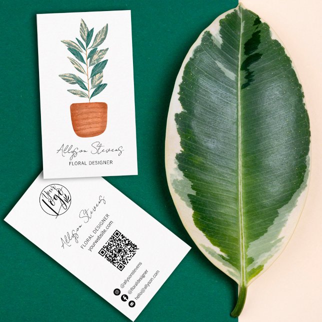 Boho blommigt designer houselogotyp qr-kod visitkort (Skapare uppladdad)
