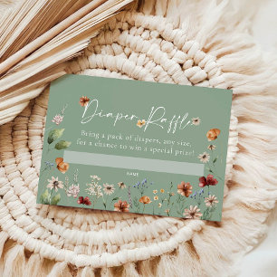 Boho Blommigt Diaper Raffle Baby Shower Card Anteckningskort