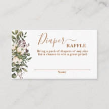 Boho blommigt Diaper Raffle Card