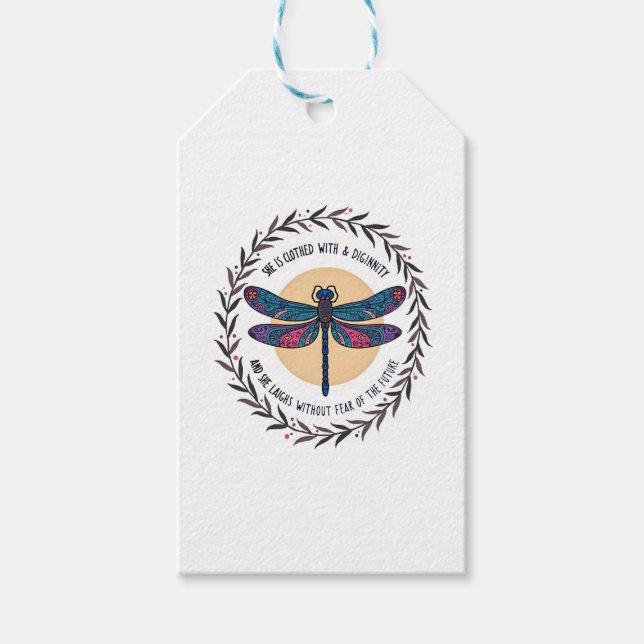 Boho Blommigt Dragonfly är fullproppad. Presentetikett (Framsidan)