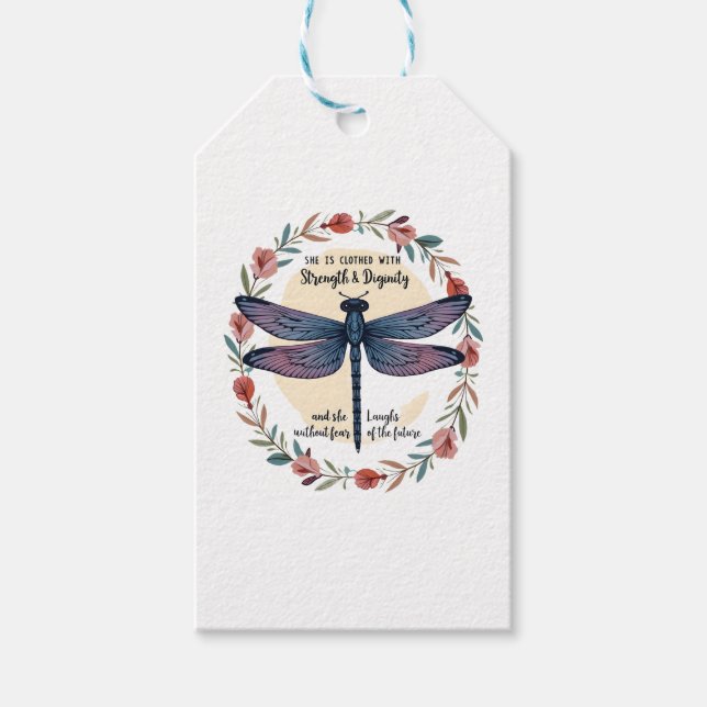 Boho Blommigt Dragonfly är fullproppad. Presentetikett (Framsidan)