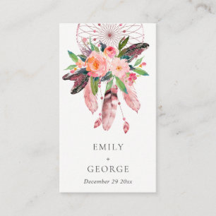 BOHO BLOMMIGT DREAM CATCHER BRÖLLOP GIFT REGISTRY VISITKORT