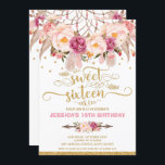 Boho Blommigt Dream Catcher Sweet 16:e födelsedage Inbjudningar<br><div class="desc">Boho  Blommigt Dream Catcher Sweet sixteen Birthday-inbjudan. Med en söt boho blommigt-dröm catcher och detaljer om guld glitter. Anpassa texten enkelt och snabbt genom att helt enkelt trycka på anpassningsknappen för att ytterligare ordna om och formatera stil och placera texten. Matchande artiklar tillgängliga i arkivet! c) Lycklig Cat Studio</div>