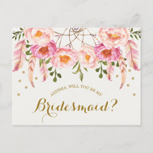 Boho Blommigt Dreamcatcher ska vara mitt Bridesmai Vykort