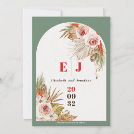 Boho blommigt Earth Tones arch ram bröllop-foto Spara Datumet