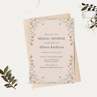Boho Blommigt Earth Tones Botanical Möhippa Inbjudningar