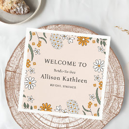 Boho Blommigt Earth Tones Botanical Möhippa Pappersservett