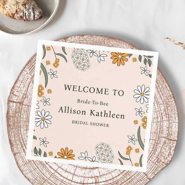 Boho Blommigt Earth Tones Botanical Möhippa Pappersservett (Skapare uppladdad)