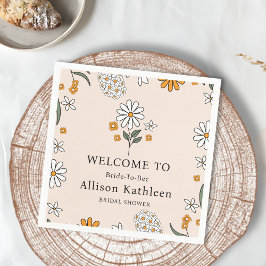 Boho Blommigt Earth Tones Botanical Möhippa Pappersservett