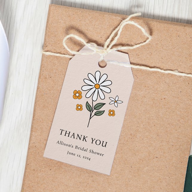 Boho Blommigt Earth Tones Botanical Möhippa Presentetikett (Skapare uppladdad)