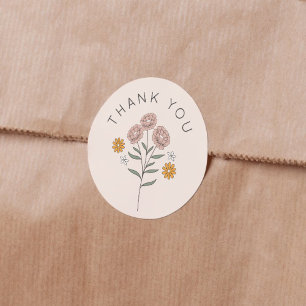 Boho Blommigt Earth Tones Möhippa Tack Runt Klistermärke