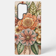Boho Blommigt Earth Tones Samsung Galaxy Fodral