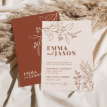 Boho Blommigt Earthy Beige bröllopsinbjudan