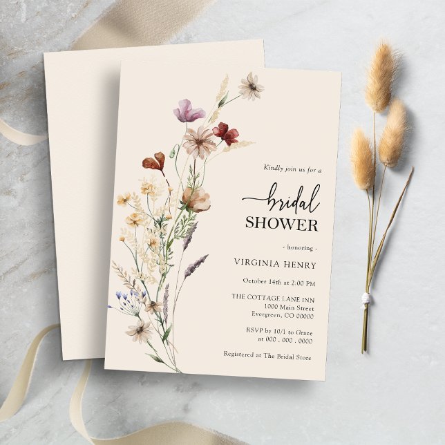 Boho Blommigt Elegant Möhippa Inbjudningar (Boho Floral Elegant Bridal Shower Invitation by Painted Paperie)