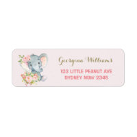 Boho Blommigt Elephant Baby Shower-adressetikett