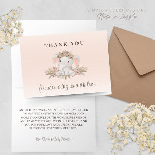 Boho Blommigt Elephant Baby Shower Tack för ditt k Kort