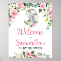 Boho Blommigt Elephant Baby Shower Välkomstskylt