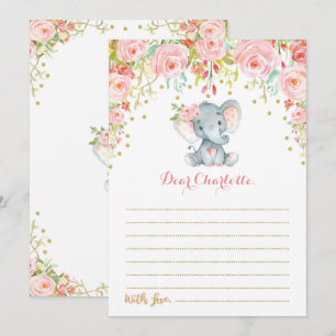 Boho Blommigt Elephant Time Capsule-meddelandekort Inbjudningar