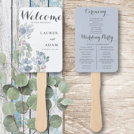 Boho Blommigt Eucalyptus Dusty Blue Bröllopsprogra