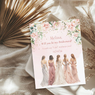 Boho  Blommigt Eucalyptus guld Bridesmaid Inbjudningar