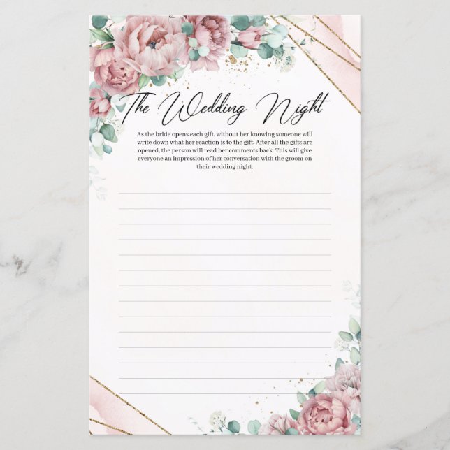 Boho  blommigt eucalyptus guld Bröllop Nigh (Framsida)