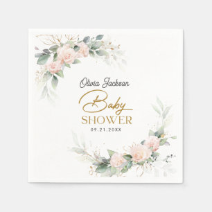 Boho Blommigt Eucalyptus Ram Baby Shower Pappersservett