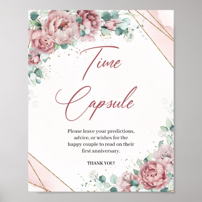 Boho  blommigt eucalyptus Time capsule Poster (Framsidan)