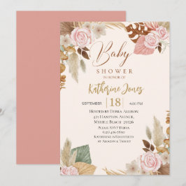 Boho  blommigt eukalyptus Baby Shower Inbjudningar