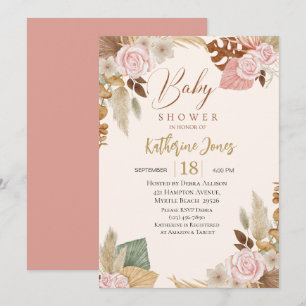 Boho blommigt eukalyptus Baby Shower Inbjudningar