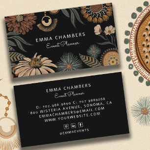 Boho Blommigt Event Planner Visitkort