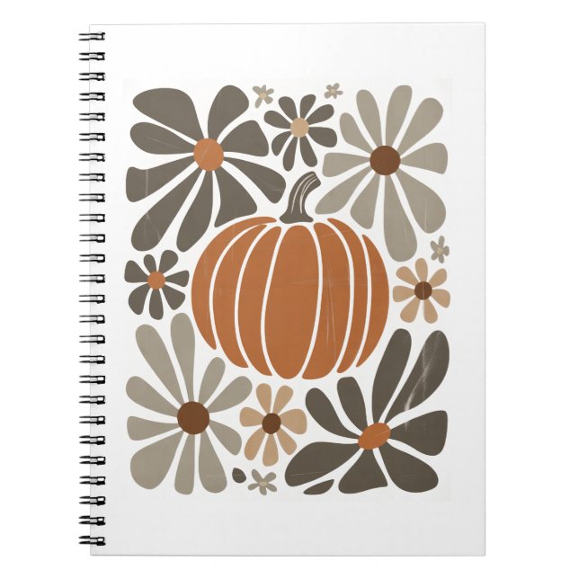 Boho Blommigt Fall Pumpkin Season Anteckningsbok (Framsidan)