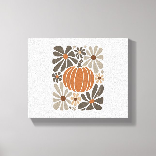 Boho Blommigt Fall Pumpkin Season Canvastryck (Framsida)