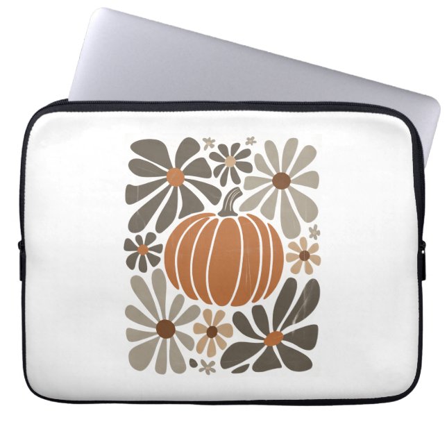 Boho Blommigt Fall Pumpkin Season Laptop Fodral (Framsidan)