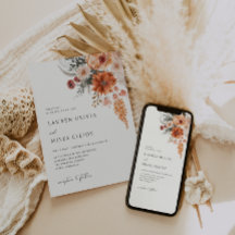 Boho Blommigt Fall Wedding Inbjudan