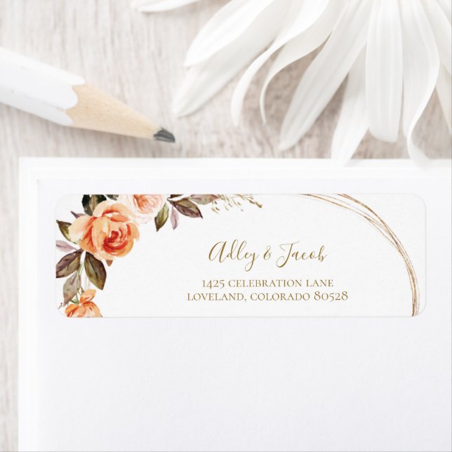 Boho Blommigt Fall Wedding Returetiketters Returadress Etikett (Insitu)