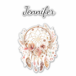 Boho Blommigt Feathers Dream Catcher Personlig Klistermärken