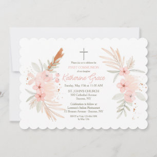 Boho Blommigt First Heliga Communion Inbjudningar