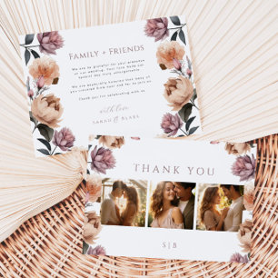 Boho Blommigt Flat Photo Bröllop - tackkort Tack Kort