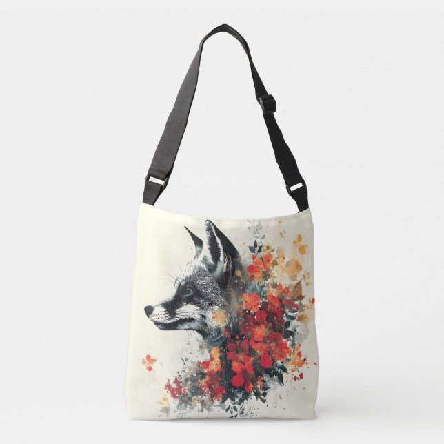 Boho Blommigt Fox Wildlife Nature Axelväska (Framsida)