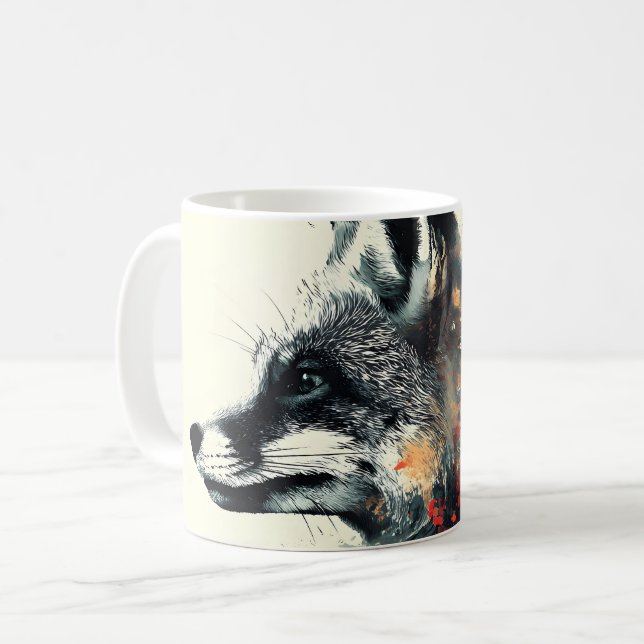 Boho Blommigt Fox Wildlife Nature Kaffemugg (Framsida vänster)