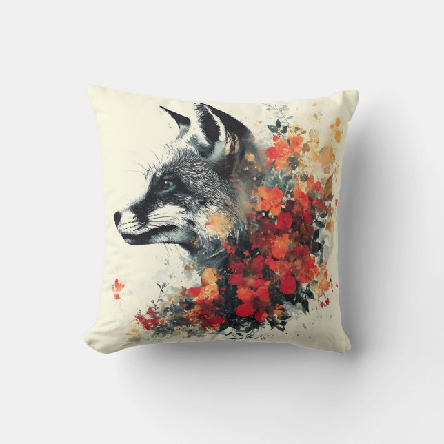 Boho Blommigt Fox Wildlife Nature Kudde (Framsida)