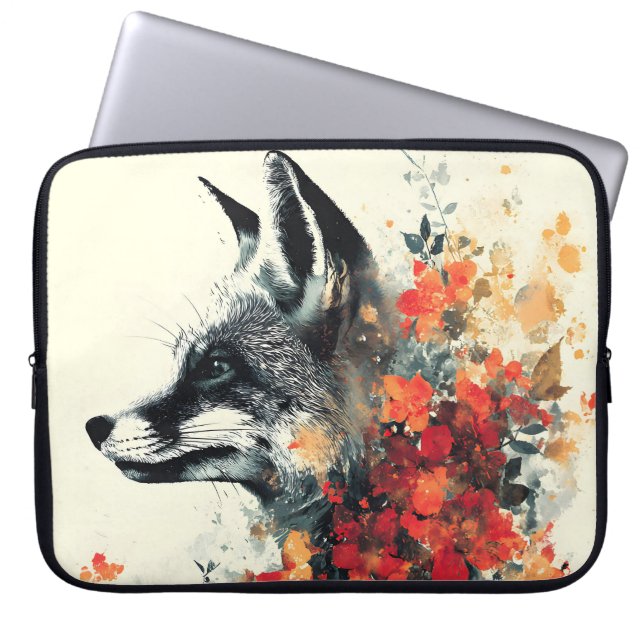 Boho Blommigt Fox Wildlife Nature Laptop Fodral (Framsidan)