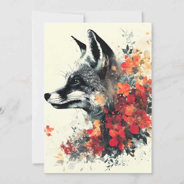 Boho Blommigt Fox Wildlife Nature Meddelande (Framsida)