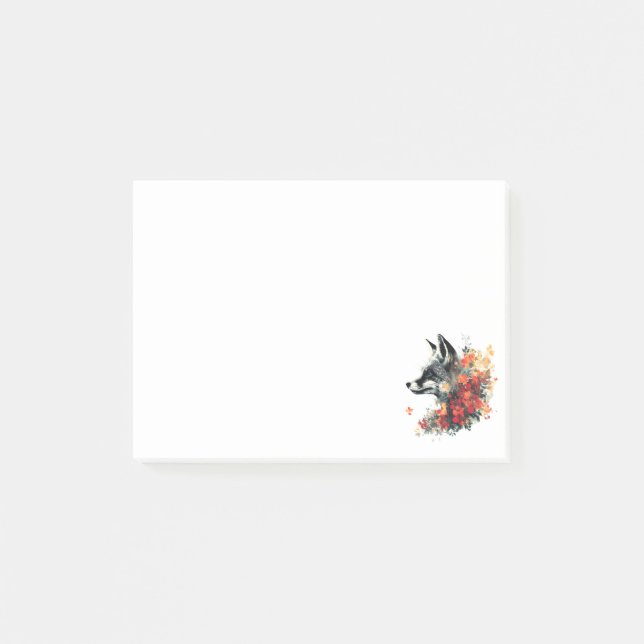 Boho Blommigt Fox Wildlife Nature Post-it Block (Framsida)